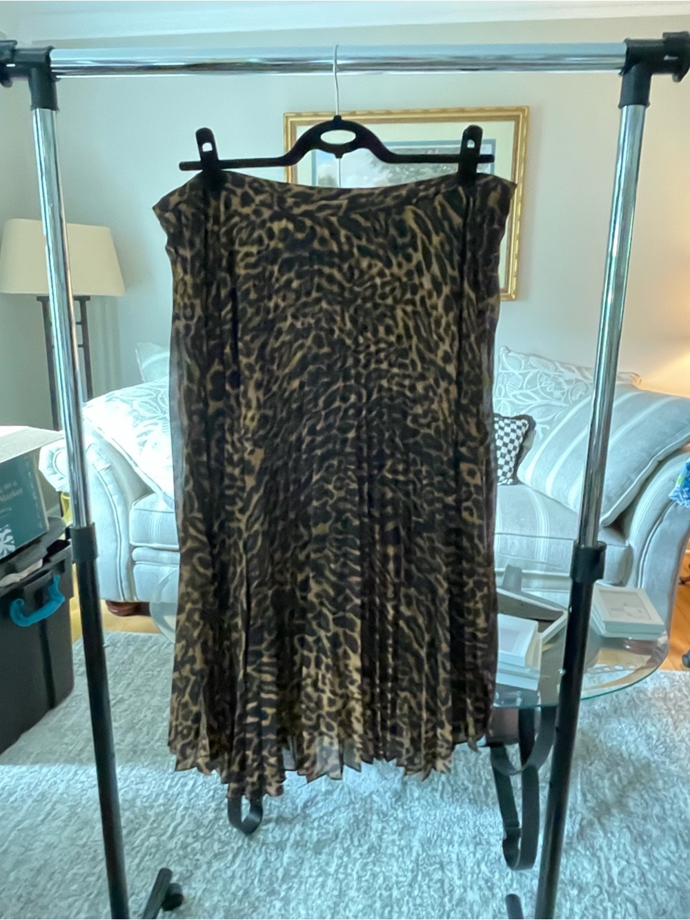 Lauren Ralph Lauren Brown Leopard-Print Pleated Midi Skirt
